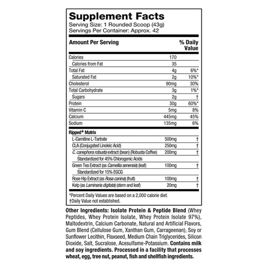 MuscleTech Nitro Tech Ripped Whey Protein 4.1 lbs Chocolate Flavoured