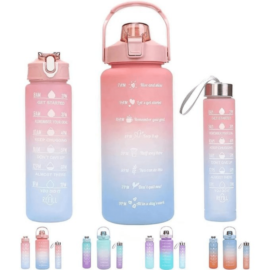 Buy 3 Bottle Combo Pack Motivational Water Bottle With Straw Time Marker-multicolour Online at Best Price in Bangladesh