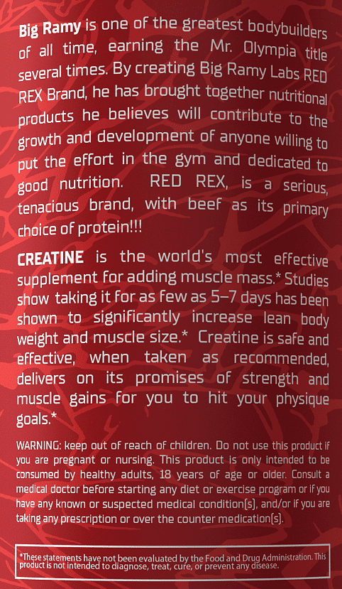 Buy Big Ramy Labs RED REX Creatine 300g Unflavored 60 serving Online at Best Price in Bangladesh