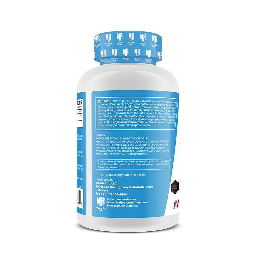 Muscle Rulz Vitamin D-3 5000IU 120 Softgels