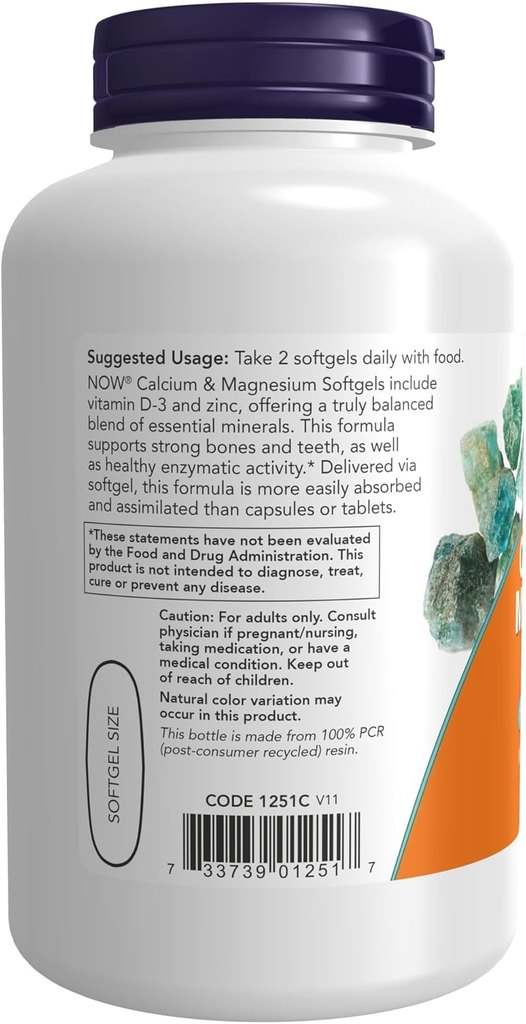 Buy NOW Foods Calcium & Magnesium with Vitamin D3 and Zinc, 120 Softgels Online at Best Price in Bangladesh