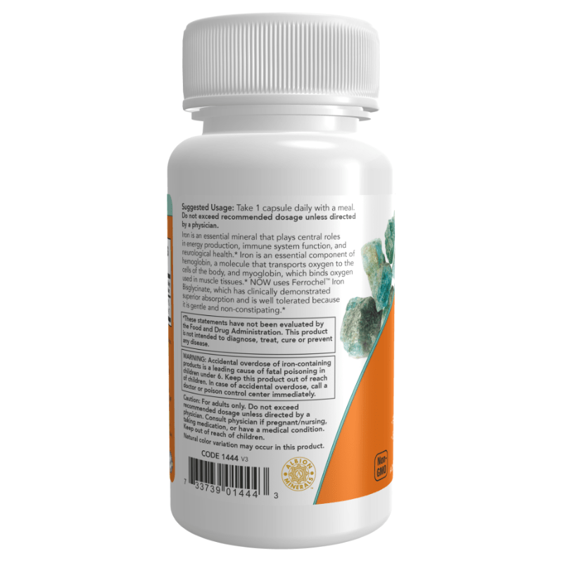 Buy NOW Foods Iron 36 mg, Double Strength 90 Veg Capsules Online at Best Price in Bangladesh