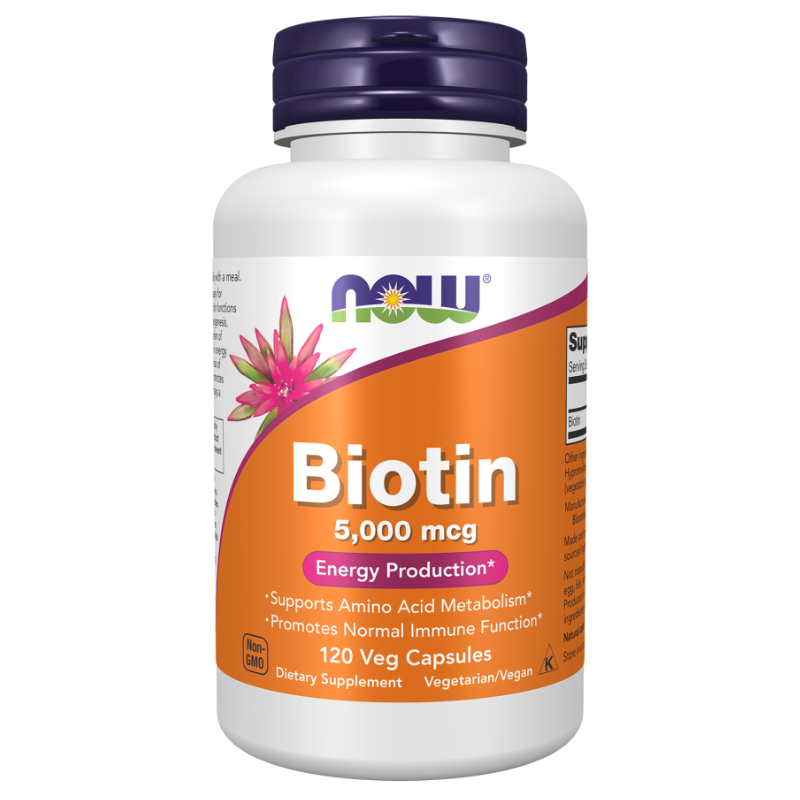 NOW Foods Biotin 5000mcg, 120 Veg Capsule