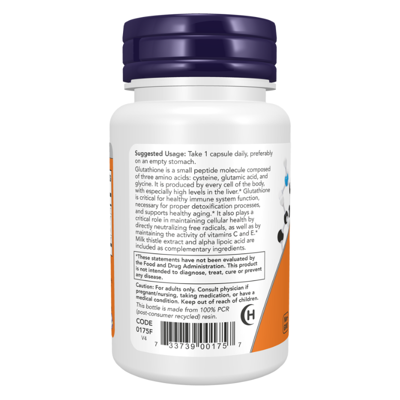NOW Foods Glutathione 500MG 60 Veg Capsules Detox Support*
