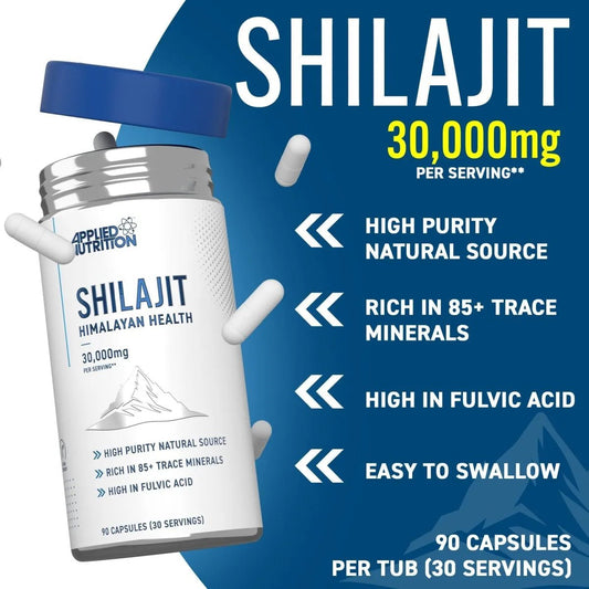 Applied Nutrition Shilajit Himalayan Health 30000mg 90 Capsules 30 Serving