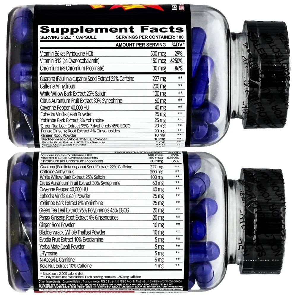 Cloma Pharma Asia Black Fat Burner 25 Ephedra - 100 Capsules