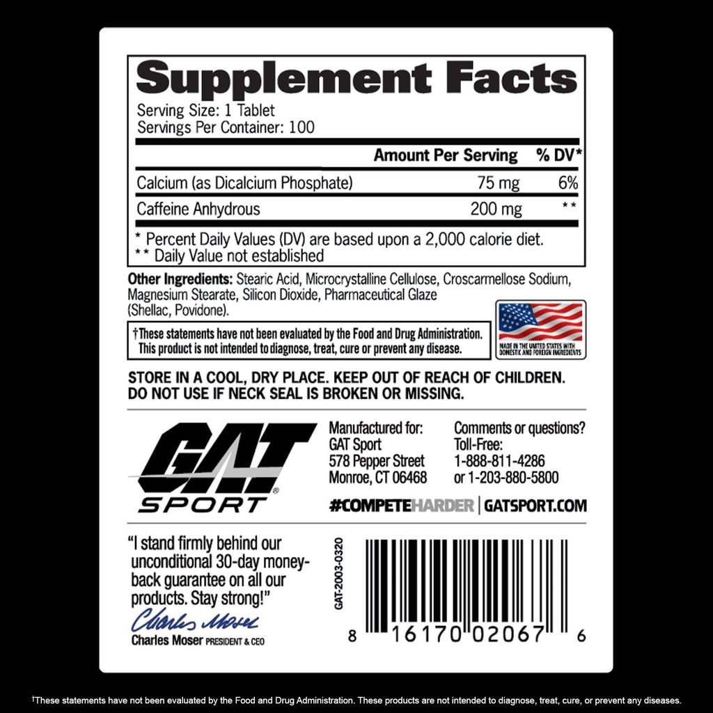 GAT Sport Essentials Caffeine, 100 Tablets - Bodybuilding BD
