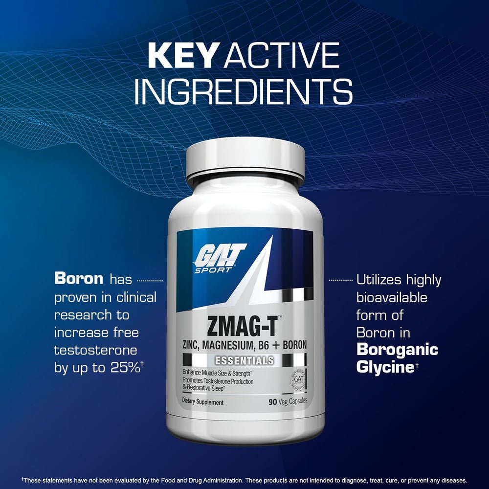GAT Sport ZMAG - T (Zinc, Magnesium, B6 & Boron) – 90 Veg Capsules - Bodybuilding BD