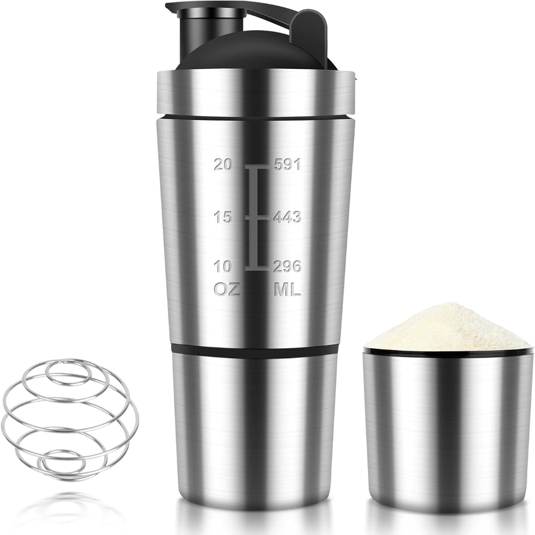 HIULLEN Stainless Steel Protein Shaker 600 ml - Bodybuilding BD