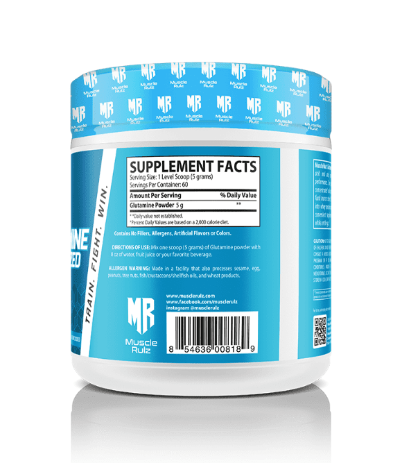 Muscle Rulz Glutamine – 300g (60 Servings) Micronized L - Glutamine - Bodybuilding BD