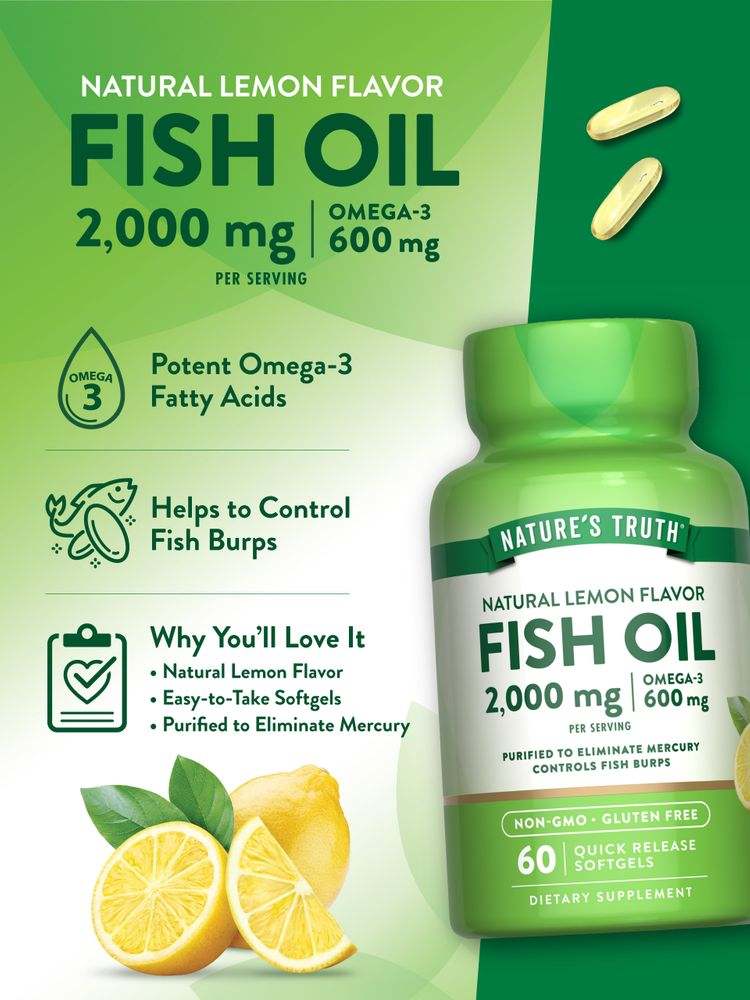 Nature’s Truth Omega-3 Fish Oil 2000mg, 60 Softgels - Bodybuilding BD