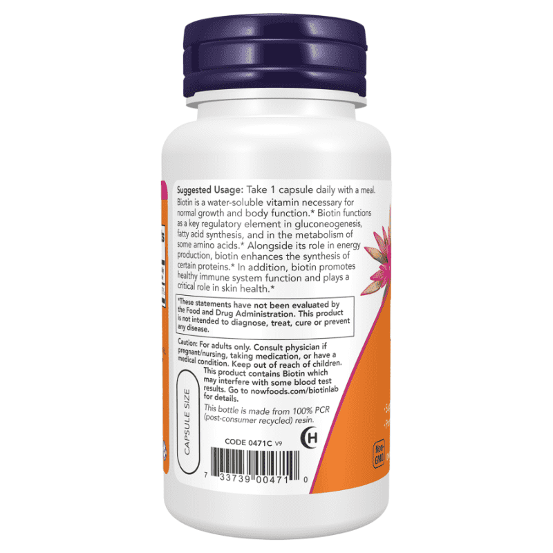 NOW Foods Biotin 5000mcg, 120 Veg Capsule - Bodybuilding BD