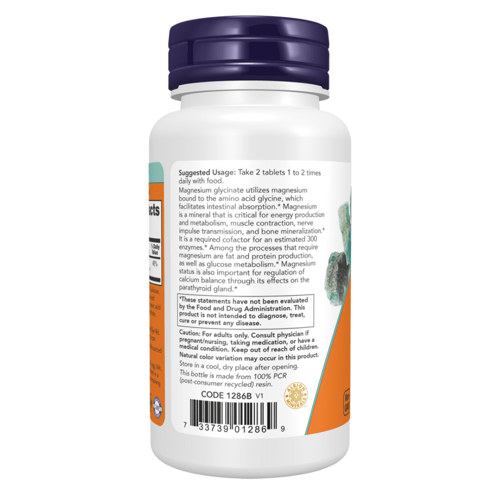 NOW Foods Magnesium Glycinate 180 Tablets - Bodybuilding BD