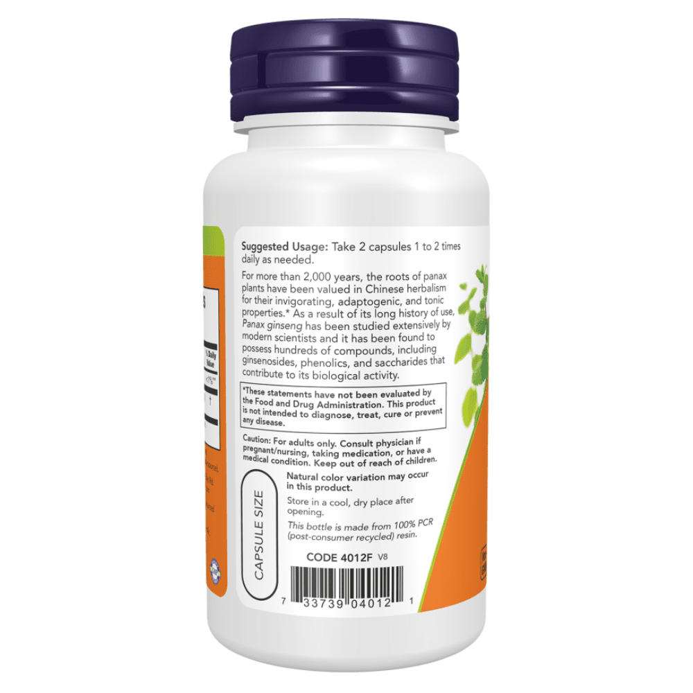 NOW Foods Panax Ginseng 100 Veg Capsules - Bodybuilding BD