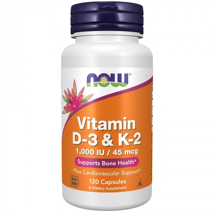 NOW Foods Vitamin D - 3 & K - 2 120 Veg Capsules - Bodybuilding BD