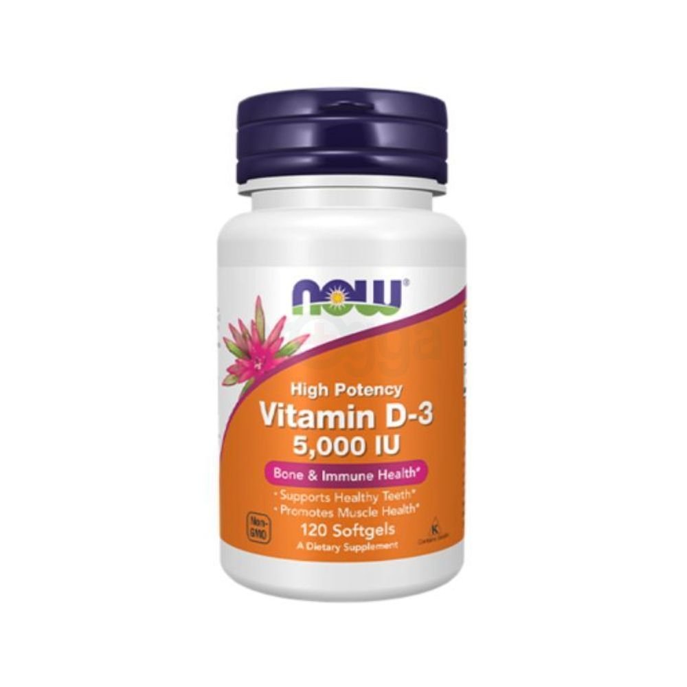 NOW Foods Vitamin D3 5000IU 120 Capsules - Bodybuilding BD