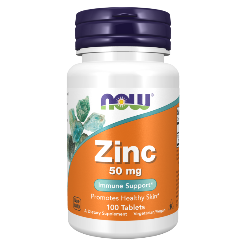 NOW Foods Zinc Supplements 50mg 100 Tablets