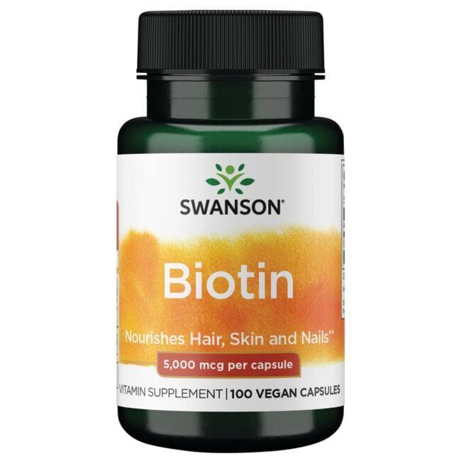 Swanson Biotin Vitamin B7 5000 mcg 100 Capsules - Bodybuilding BD